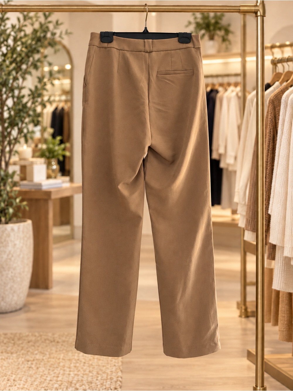 Classic High-Waist Wide-Leg Dress Pants in Camel - Picture 3 of 6